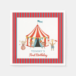 Carnavals Tent Dier Eerste Verjaardag Servetten