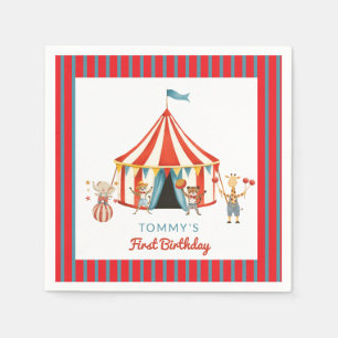 Carnavals Tent Dier Eerste Verjaardag Servetten
