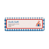 carnavalscircus retro script baby shower etiket (Voorkant)