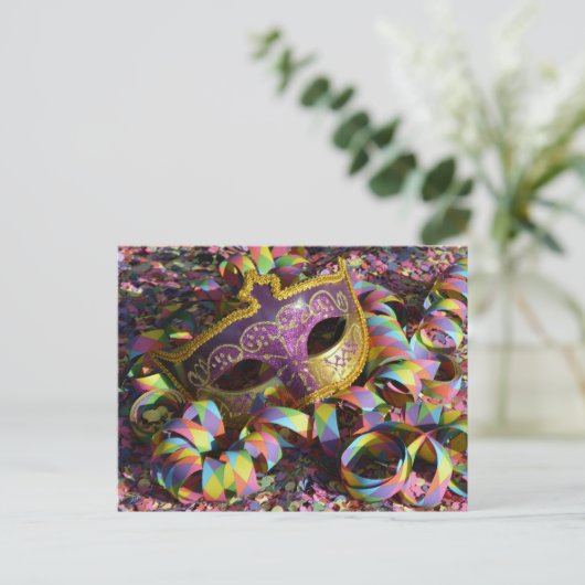 carnavalsmasker confetti prentbriefkaart briefkaart (Staand voorkant)