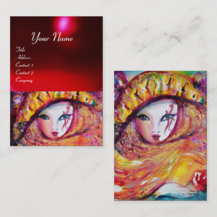 CARNAVALSMASKER IN GEEL MET RODE ROOS Ruby Visitekaartje