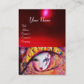 CARNAVALSMASKER IN GEEL MET RODE ROOS Ruby Visitekaartje (Voorkant)