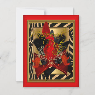 Carnavalsmasker Zebra Masker Rood Goud Verjaardags Kaart