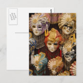 Carnavalsmaskers in Venetië Italië Briefkaart (Voorkant / Achterkant)