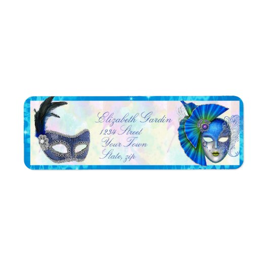 Carnavalsmaskers Mardi Gras Elegant Retouradres Etiket (Voorkant)
