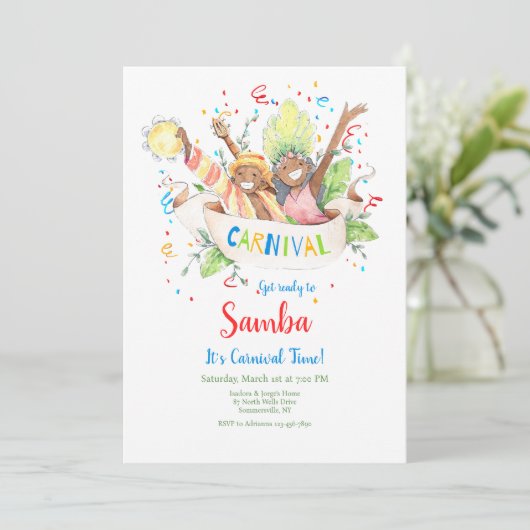 carnavalstijd paar kaart (Staand voorkant)