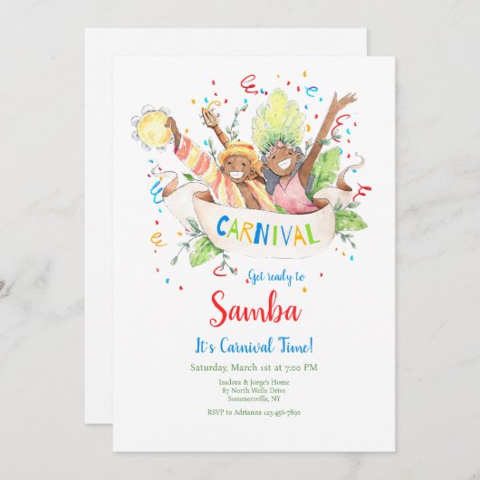 carnavalstijd paar kaart (Voorkant / Achterkant)