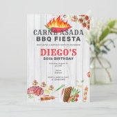 Carne Asada Rustiek Mexicaanse BBQ Verjaardagsfees Kaart (Staand voorkant)