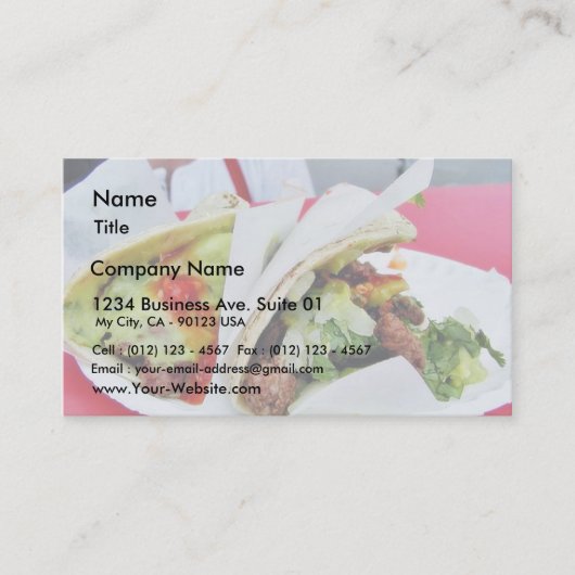 Carne Asada Tacos Guacamole Visitekaartje (Voorkant)