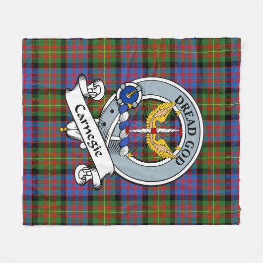 Carnegie Ancient Clan Badge Tartan Pset Fleece Deken (Voorkant (Horizontaal))