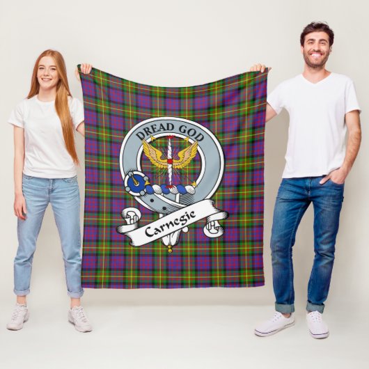 Carnegie Clan Badge Schotse Plaid Fleece Deken (In situ)