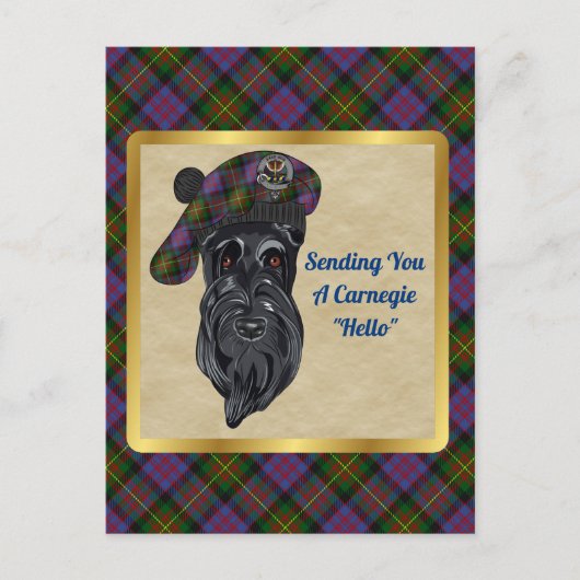 Carnegie Clan Badge & Tartan Briefkaart (Voorkant)