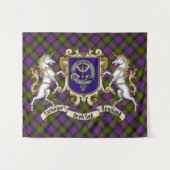 Carnegie Clan Badge & Unicorns met Tartan Wandkleed (Voorkant (horizontaal))