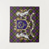 Carnegie Clan Badge & Unicorns met Tartan Wandkleed (Voorkant)
