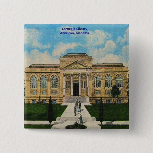  Carnegie Library Anniston Alabama Vierkante Button 5,1 Cm (Voorkant)