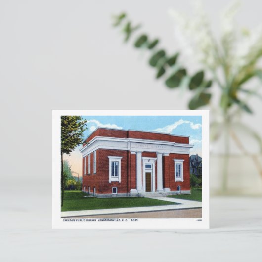 Carnegie Library, Hendersonville NC Vintage Briefkaart (Staand voorkant)