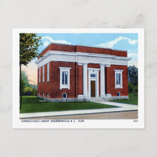 Carnegie Library, Hendersonville NC Vintage Briefkaart