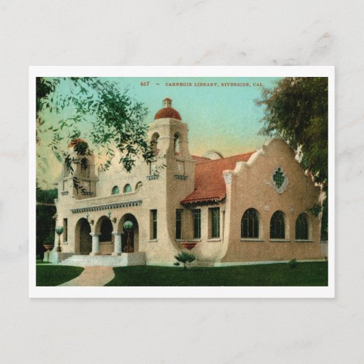 Carnegie Library, Riverside CA Vintage Briefkaart (Voorkant)