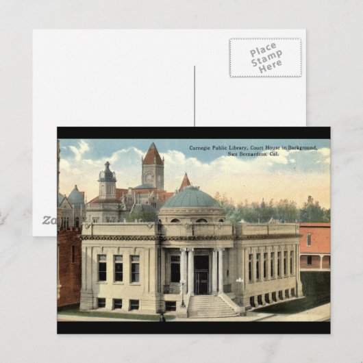 Carnegie Library San Bernardino CA c1915 Briefkaart (Voorkant / Achterkant)