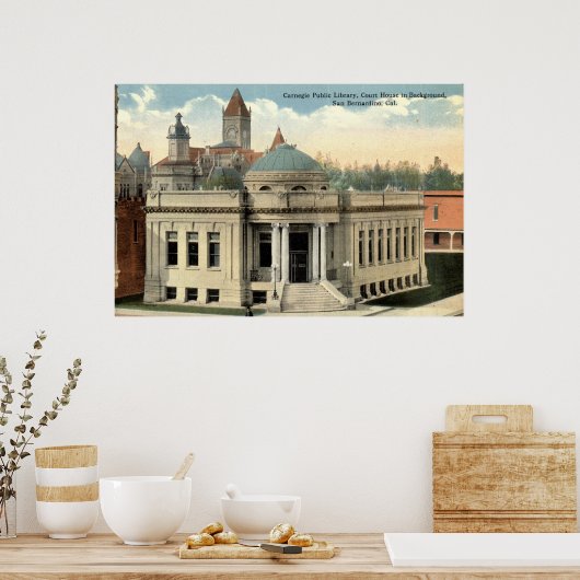 Carnegie Library San Bernardino CA  c1915 Poster (Keuken)