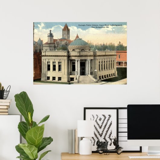 Carnegie Library San Bernardino CA  c1915 Poster (Thuiskantoor)