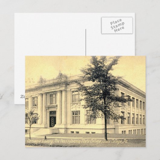 Carnegie Library, State College, Pennsylvania 1909 Briefkaart (Voorkant / Achterkant)
