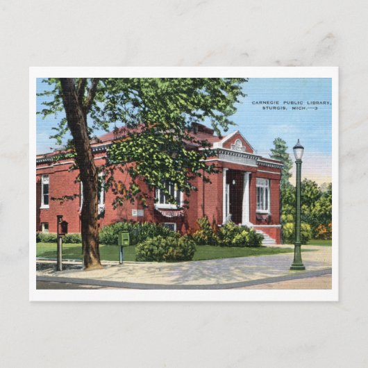 Carnegie Library, Sturgis, Vintage van Michigan Briefkaart (Voorkant)