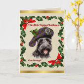 Carnegie Scottie hond gepersonaliseerde Xmas Kaart (Gele Bloem)