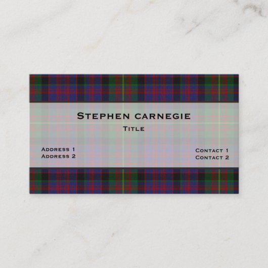 carnegie Tartan Plaid Custom Visitekaartje (Voorkant)