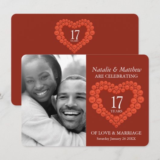 Carneliaan foto 17e trouwdag kaart (Voorkant / Achterkant)