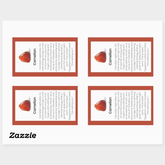 Carnelian Crystal Betekenis Sieraden Pakket Label (Vel)