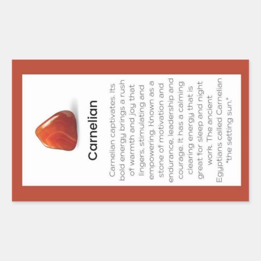 Carnelian Crystal Betekenis Sieraden Pakket Label (Voorkant)