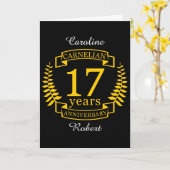 Carnelian edelsteen huwelijksjubileum 17 jaar kaart (Gele Bloem)