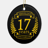 Carnelian Gemstone trouwdag 17 jaar Keramisch Ornament (Links)