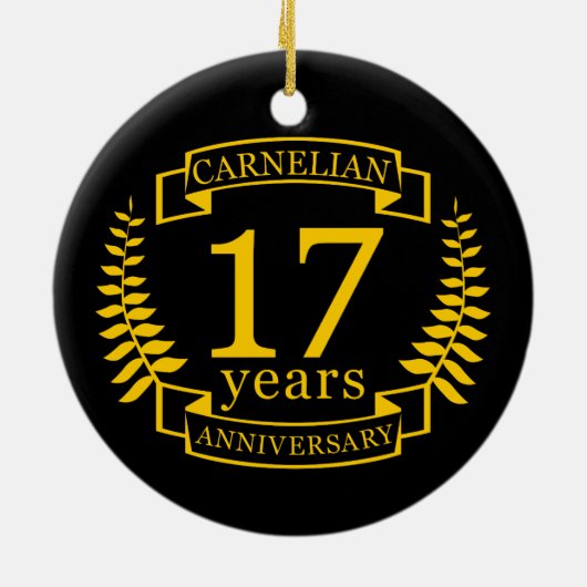Carnelian Gemstone trouwdag 17 jaar Keramisch Ornament (Achterkant)