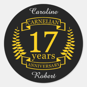 Carnelian Gemstone trouwdag 17 jaar Ronde Sticker