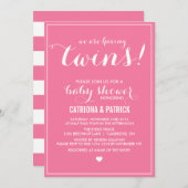 Carnenroze script tweens Baby shower uitnodiging (Voorkant / Achterkant)