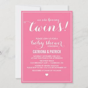 Carnenroze script tweens Baby shower uitnodiging