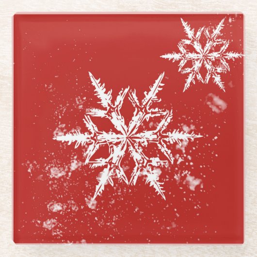 Carneool Red Snowflake Glass Onderzetter (Voorkant)