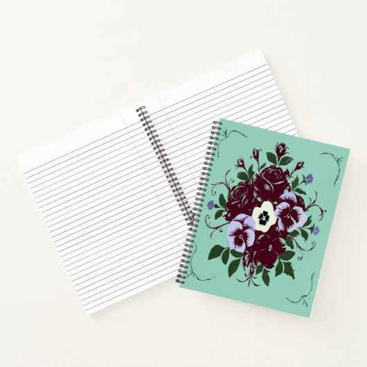 Carnet de Notes Botanique - Roses et Pensées Notitieboek (Binnen)
