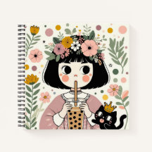 Carnet de notes “La petite fille au bubble tea“