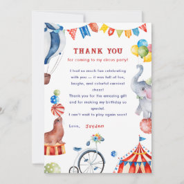 Carnival Animal Circus Birthday Thank You Card Bedankkaart