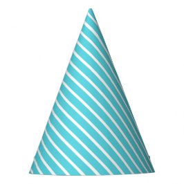 Carnival Aqua Blue Diagonal Stripe Birthday Feesthoedjes