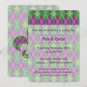 Carnival Argyle Party Invitation Kaart
