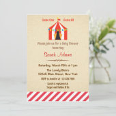 Carnival Baby shower Invitation Rustic Kaart (Staand voorkant)