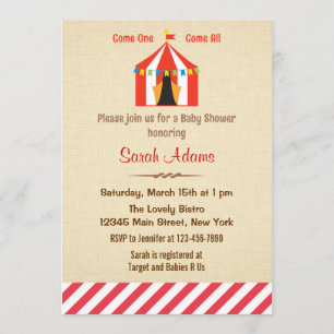 Carnival Baby shower Invitation Rustic Kaart