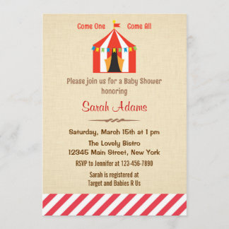 Carnival Baby shower Invitation Rustic Kaart