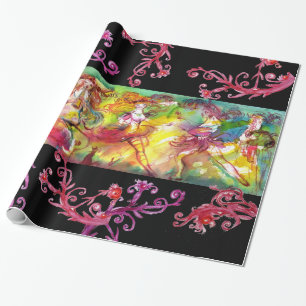 CARNIVAL BALLET MET RODE PAARSE VLOERSWIRLS CADEAUPAPIER