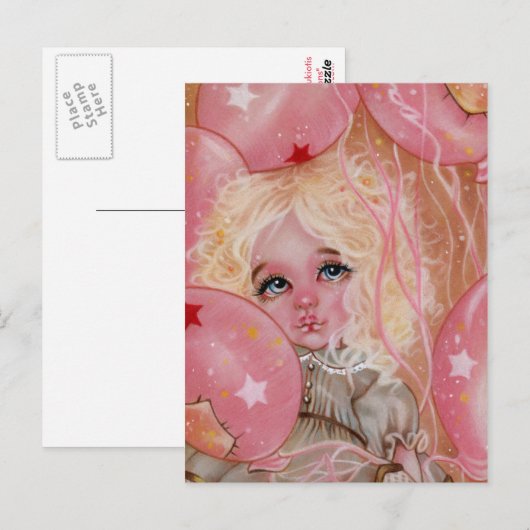 Carnival Balloons Roze kleine Briefkaart (Voorkant / Achterkant)