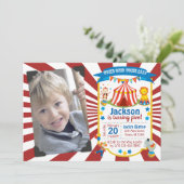 Carnival Birthday Invitation Circus Party Invite Kaart (Staand voorkant)